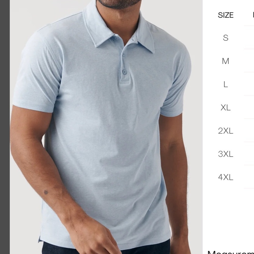 TRUE CLASSIC Heather Pale Blue Polo Short Sleeve XXL